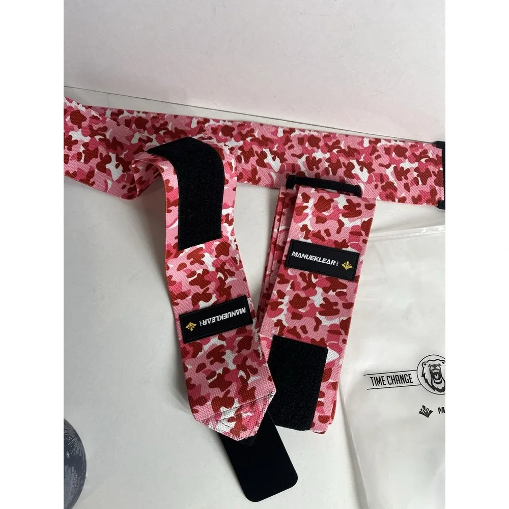 MANUEKLEAR Elbow Sleeves for Weightlifting, Adjustable Elbow 40 Inch‎ Pink Camo